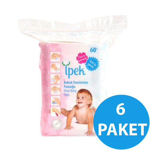 İpek 60'lı 6 Paket Bebek Temizleme Pamuğu