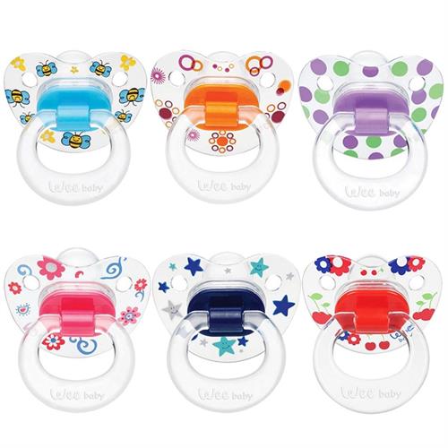 Wee Baby  Şeffaf Desenli Gövdeli Damaklı Emzik No:2 Wee Baby