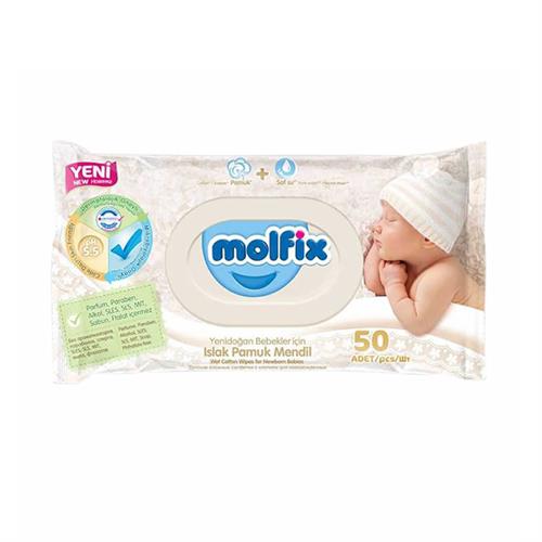 Molfix Yenidoğan 50 Yaprak Islak Pamuk Mendil