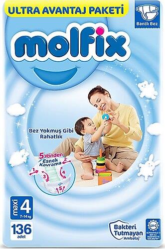 Molfix 3D 4 Numara Maxi 136'lı Ultra Avantaj Paket Bebek Bezi