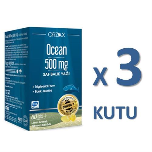 Ocean 500 mg 3'lü Paket 60 Kapsül Saf Balık Yağı