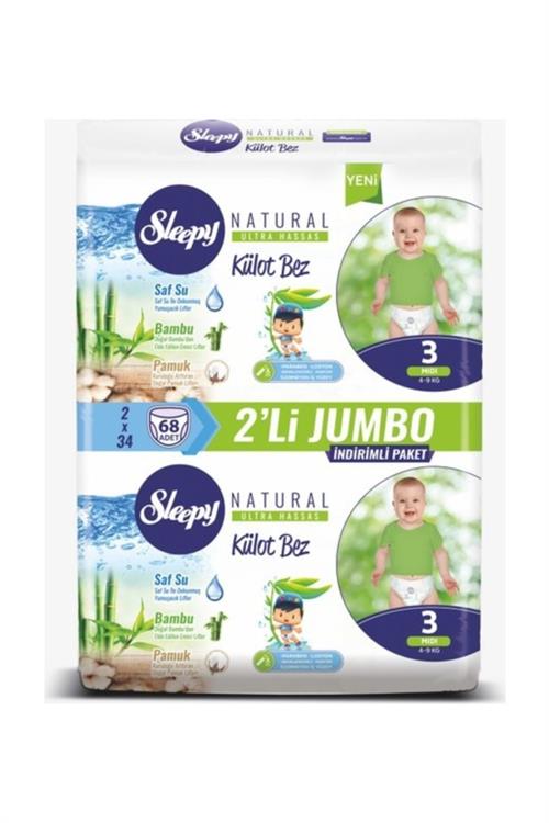 Sleepy Natural 3 Numara Midi Jumbo 68'li Külot Bez