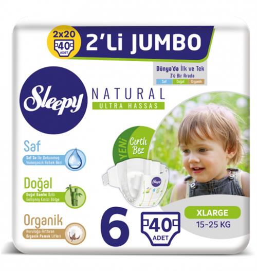 Sleepy Bebek Bezi 6 Beden Numara 15-25 Kg 40 Adet 2li Jumbo