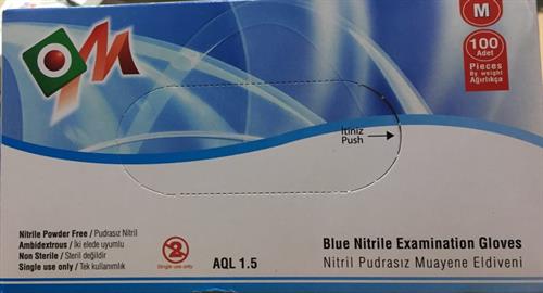 Blue Nitrile Examination Gloves Medium