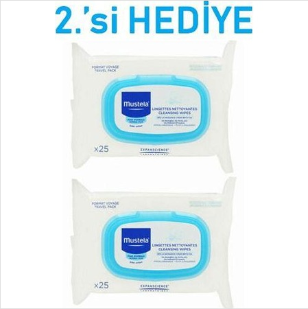 Mustela Facial Cleansing Cloths 25 Yaprak 2'li Paket Islak Mendil