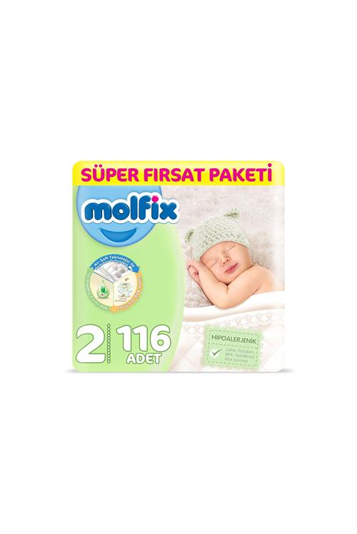Molfix 2 Numara Mini 116'lı Süper Fırsat Paketi Bebek Bezi