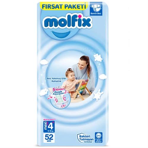 Molfix Bebek Bezi Comfort Fix Dev Ekonomi 4+ Beden 52 Adet