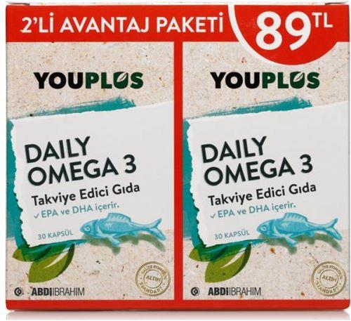 Youplus Daily Omega 3 2'li Paket 30 Kapsül