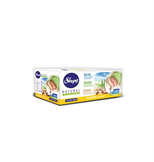 Sleepy Natural Yenidoğan Pamuklu 40 Yaprak 3'lü Paket 4 Adet Islak Mendil