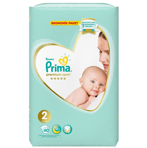 Prima Premium Care 2 Numara Mini 60'lı Ekonomik Paket Bebek Bezi