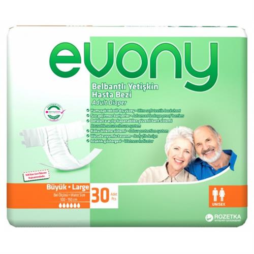 Evony Belbantlı Large (Büyük Boy) Yetişkin Hasta Bezi 30 Adet