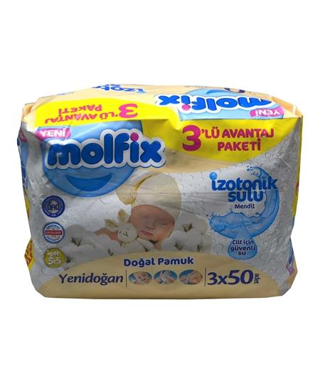 Molfix İzotonik Sulu Yenidoğan 50 Yaprak 3'lü Paket Islak Mendil