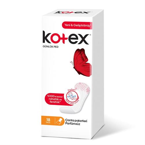 Kotex İnce Parfümsüz 18'li Günlük Ped