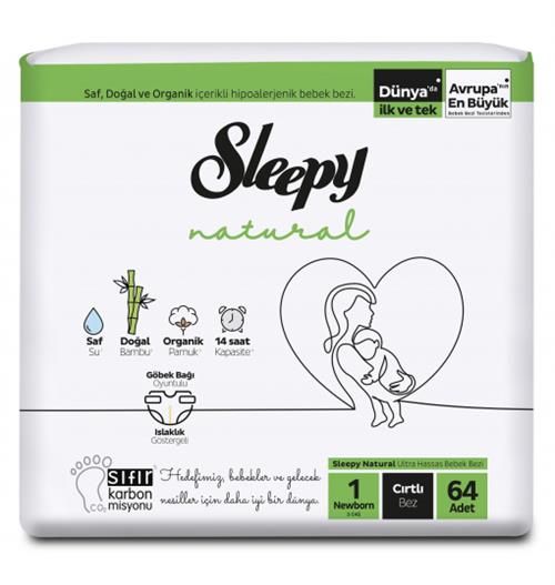 Sleepy Natural 1 Numara Yenidoğan 64'lü Bebek Bezi