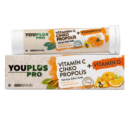 Youplus Pro Vitamin C Çinko + Vitamin D Propolis 15 Efervesan Tablet