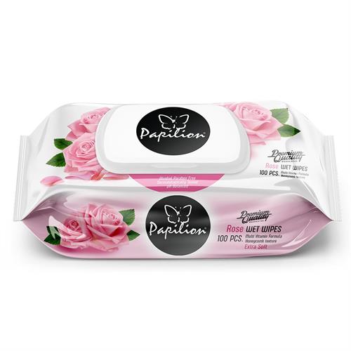 Papilion Kapaklı Gül Islak Mendil 100'lü Paket