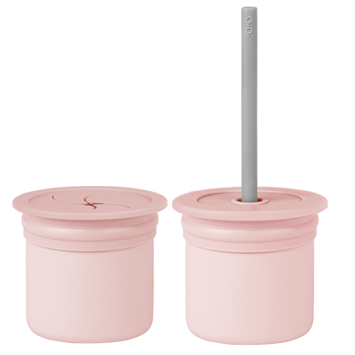 Oioi Ham Hüp Silikon Pipetli Bardak 6+ Ay Pinky Pink - Powder Grey