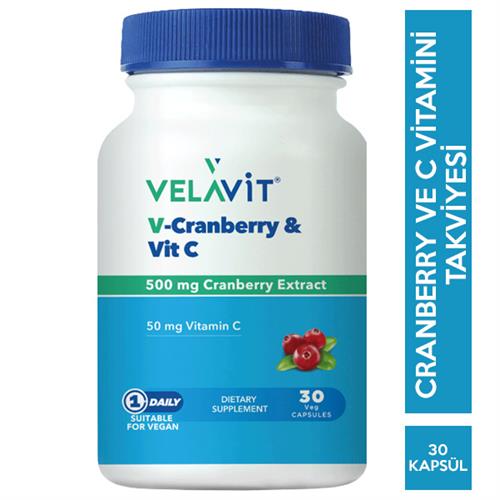 Velavit V-Cranberry & Vit C Takviye Edici Gıda 30 Kapsül