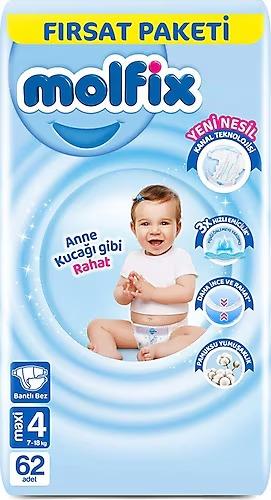 Molfix 4 Numara Maxi 62'lİ Bel Bantlı Bez
