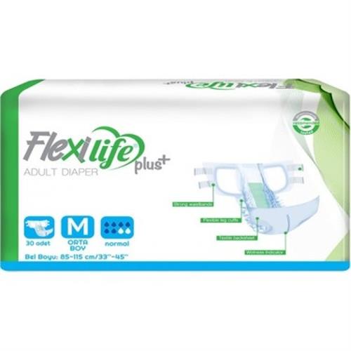 Flexi Life Yetişkin Hasta Bezi Bel Bantlı Tekstil Yüzeyli Medium Orta (30 Adet)