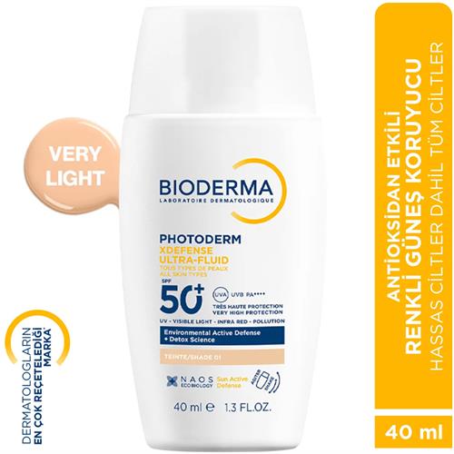 Bioderma Photoderm XDefense Ultra Fluid Very Light 40 ml 50 Faktör Renkli Güneş Kremi