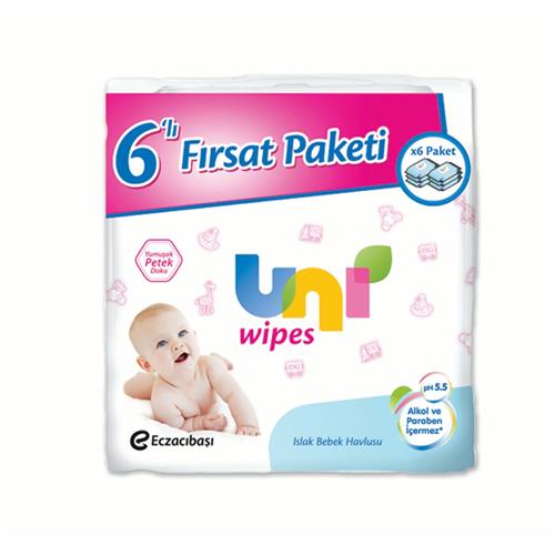 Uni Wipes Islak Bebek Havlusu 6'Lı Fırsat Paketi