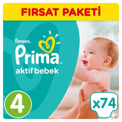 Prima Aktif Bebek No:4 Maxi 74 Adet Hiper Ekonomik Bebek Bezi