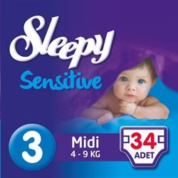 Sleepy Sensitive 3 numara Midi Pepee 34 adet (4-9 kg)