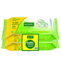 Komili 2'li Paket x 90 Adet Islak Mendil