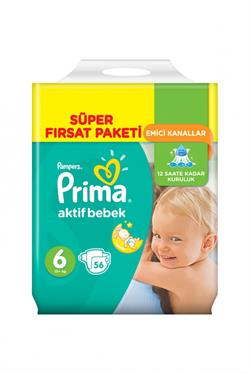 Prima Aktif Bebek 6 Beden Ekstra Large Süper Fırsat Paketi 56 Adet