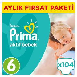 Prima Aktif Bebek 6 Beden Ekstra Large 104 Adett Bebek Bezi