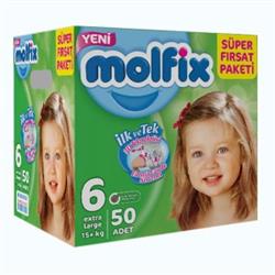 Molfix Bebek Bezi 6 Beden Extra Large Süper Fırsat Paketi 50 adet