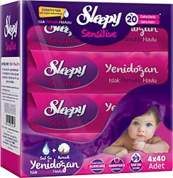 Sleepy Yenidoğan 4x40 Yaprak Islak Pamuklu Havlu