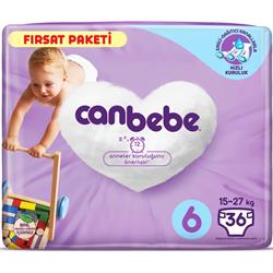 Canbebe Bebek Bezi 6 Beden Junior 15+ Kg 36'lı Aylık Paket