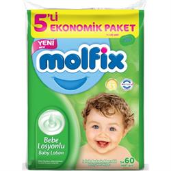 Molfix Islak Bebek Mendili 5'li Set Bebe Losyonlu Kapklı 5x60 300