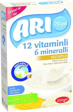 Arı Mama 12 Vitaminli Keçi Sütlü Pirinç Unu 200 gr Kaşık Maması