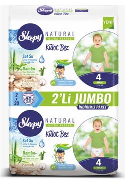 Sleepy Külot Bez 4 Beden-Numara 7-14 Kg Maxi Naturel 60 Adet
