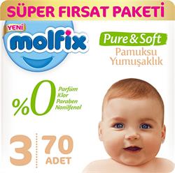 Molfix Pure & Soft 3 Numara Midi 70'li Bebek Bezi