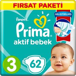 Prima Aktif Bebek 3 Numara Midi 62'li Fırsat Paketi Bebek Bezi