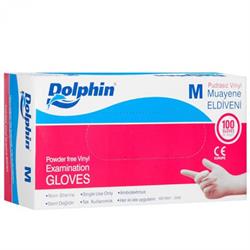 Dolphin Vinyl Pudrasız Orta Boy (M) 100'lü Vinil Muayene Eldiveni