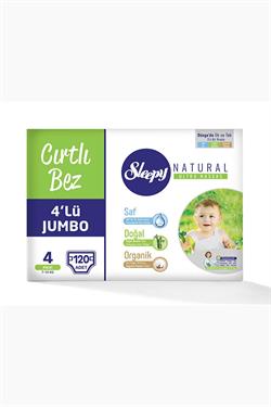 Sleepy Natural Bebek Bezi 4 Numara 4'lü Jumbo 120 Adet 7-14 kg