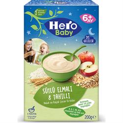 Hero Baby Gece Sütlü Elmalı 8 Tahıllı 200 gr Kaşık Maması