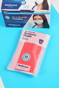 Mediguard TIP2R Meltblown 3 Katlı ve Telli Cerrahi Maske 50 Adet (Kırmızı)