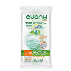 Evony Fresh Mentollü Yumuşak Elastik Kulaklı 10'lu Yeşil Cerrahi Maske