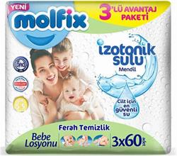 Molfix İzotonik Sulu Ferah Temizlik 60 Yaprak 3'lü Paket Islak Mendil