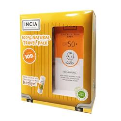 Incia Bebek İçin Doğal Güneş Kremi Spf 50 100 ml + Lip Balm Dudak Besleyici Portakal Hediyeli Güneş Kremi