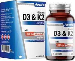 Apexis Vitamin D3 K2 Complex Vitamin C 1000 mg 30 Kapsül