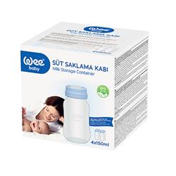Wee Baby Süt Saklama Kabı 4 x 150 ML mavi