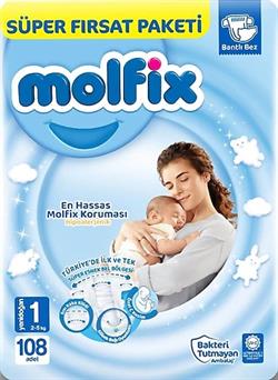 Molfix 1 Beden Yenidoğan 108'li Bebek Bezi