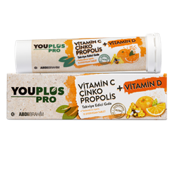 Youplus Pro Vitamin C Çinko + Vitamin D Propolis 15 Efervesan Tablet